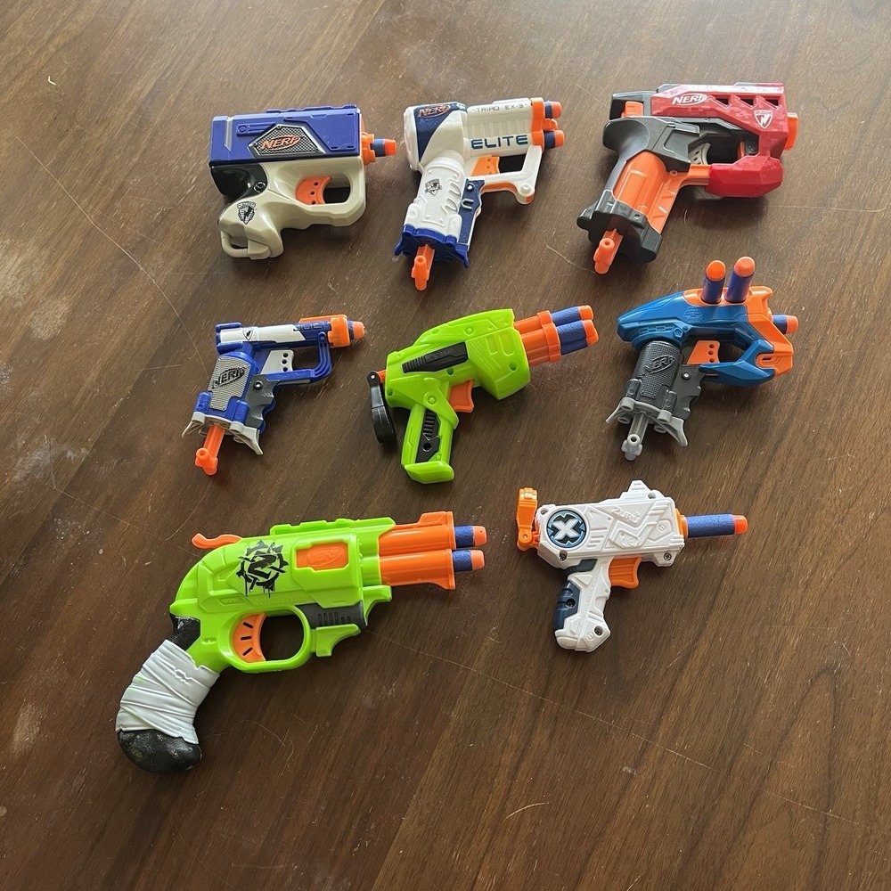 NERF Small gun Blaster BUNDLE 8 Guns Cleaned And Functioning W/darts